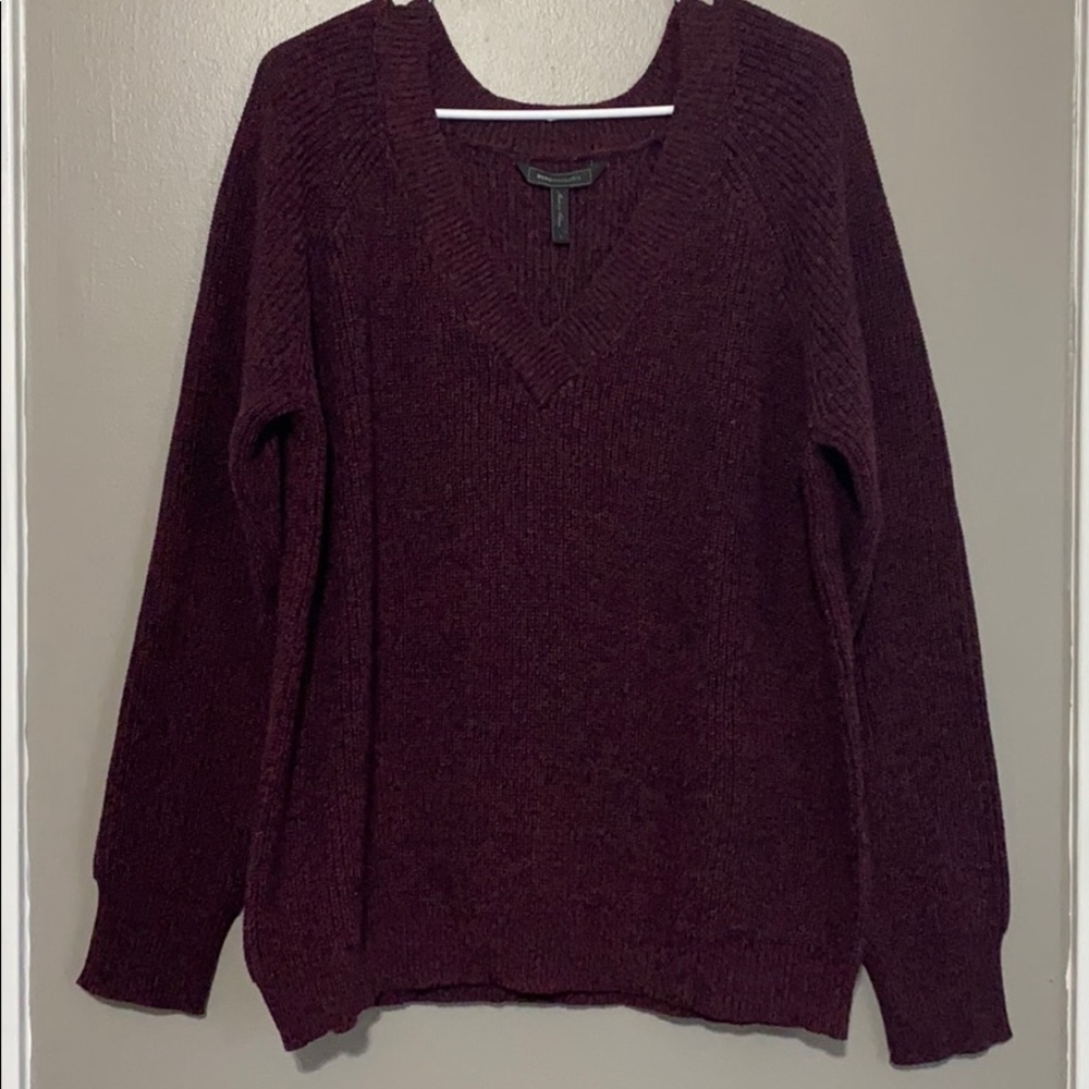 BCBGMAXAZRIA V-Neck Long Sleeve Pullover